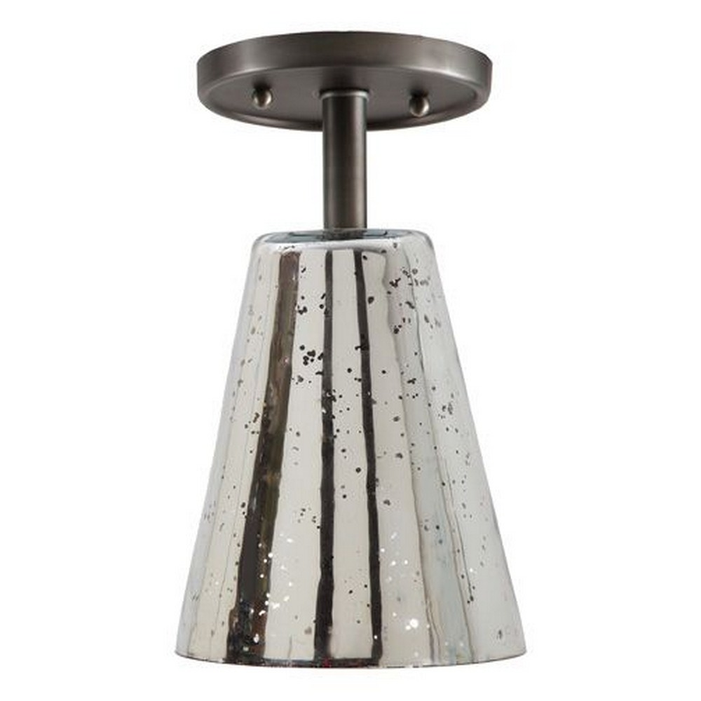 JVI Designs-1301-18 G2-AM-Grand Central - 12 Inch One Light Antique Semi-Flush Mount Gunmetal  12 Antique Mercury Glass